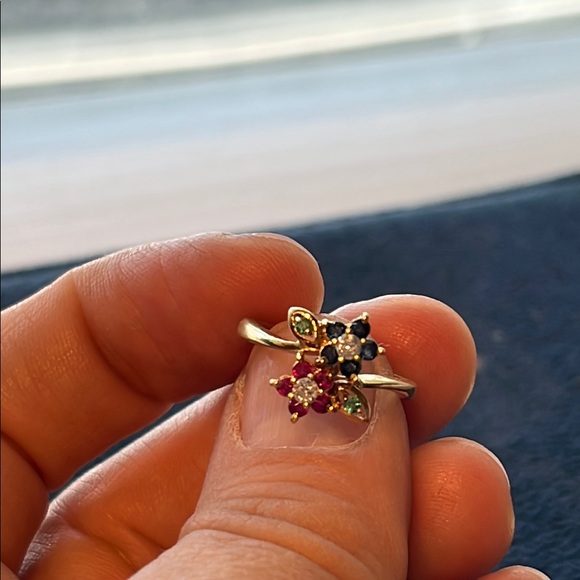 14kt gold ring Elegant Gold and Multicolor Gemstone Ring - Picture 5 of 7